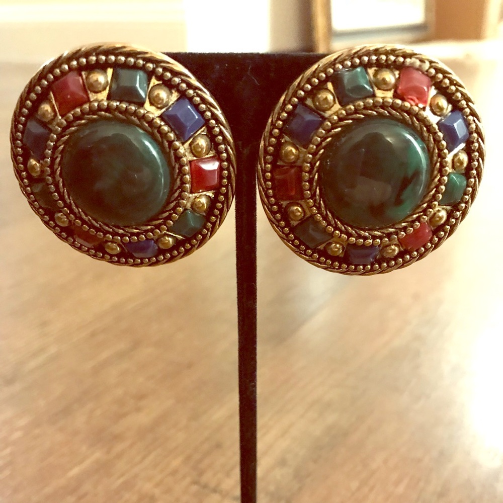 Beautiful colorful costume jewelry earrings.
